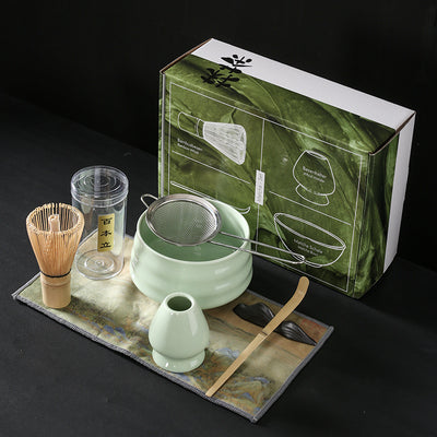 Luxury Retro Ceramic Matcha Tea Set – Heat-Resistant, Portable, 4-Piece & 7-Piece Options with Matcha Brush