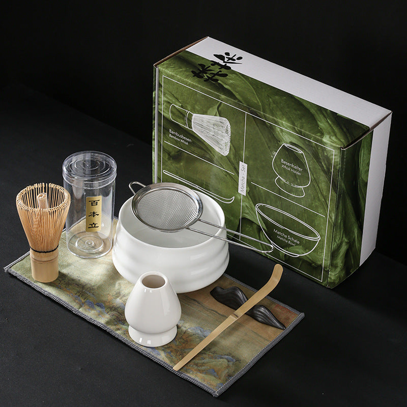Luxury Retro Ceramic Matcha Tea Set – Heat-Resistant, Portable, 4-Piece & 7-Piece Options with Matcha Brush