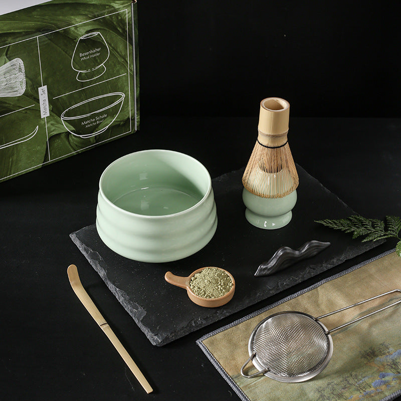 Luxury Retro Ceramic Matcha Tea Set – Heat-Resistant, Portable, 4-Piece & 7-Piece Options with Matcha Brush