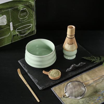 Luxury Retro Ceramic Matcha Tea Set – Heat-Resistant, Portable, 4-Piece & 7-Piece Options with Matcha Brush