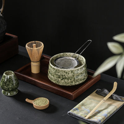 Luxury Retro Ceramic Matcha Tea Set – Heat-Resistant, Portable, 4-Piece & 7-Piece Options with Matcha Brush