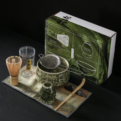 Luxury Retro Ceramic Matcha Tea Set – Heat-Resistant, Portable, 4-Piece & 7-Piece Options with Matcha Brush