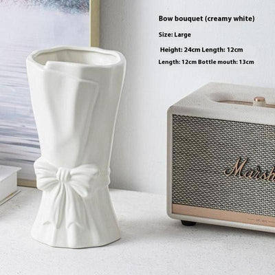 Milky White Ceramic Vase Bridal Bouquet Design, Available in Two Sizes