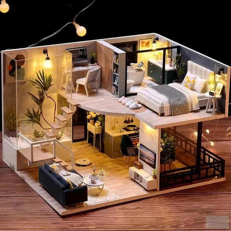Mini DIY Doll House Kit 3D Wooden - Assembly Building