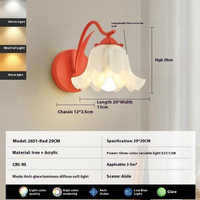 Modern Simplicity Wall Light LED Fixture in Pink, Red, Yellow, or Green