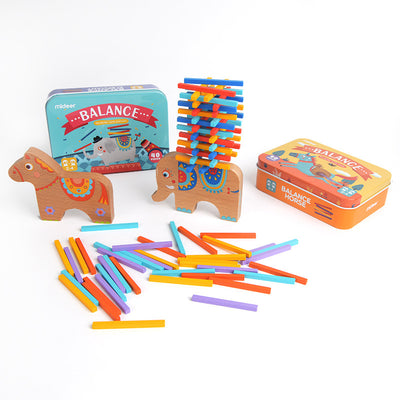 Montessori Wooden Balance Beam Stacking Toy – Beech Wood Jenga Set (38–50 Pcs, 2 Styles)