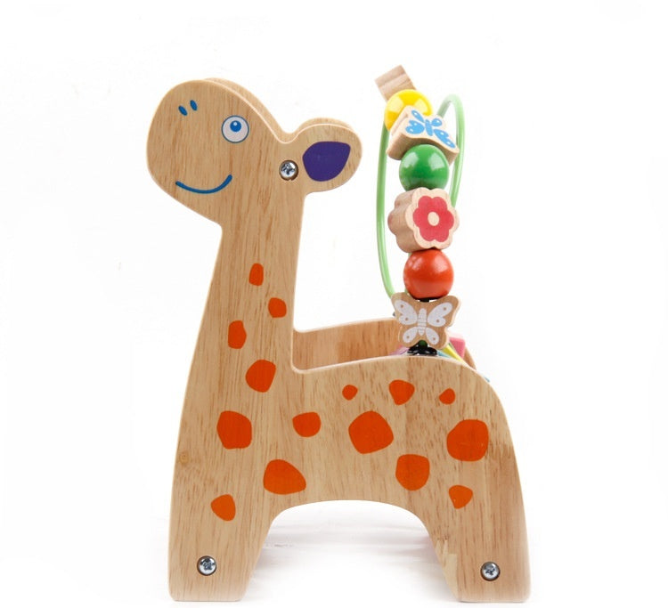 Montessori Wooden Deer Activity Toy – Percussion Piano & Bead Stringing Set for Babies (0–3 Years)