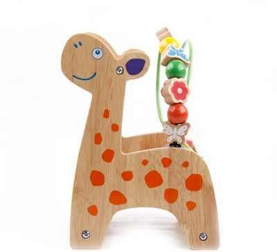 Montessori Wooden Deer Activity Toy – Percussion Piano & Bead Stringing Set for Babies (0–3 Years)
