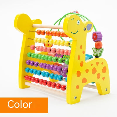 Montessori Wooden Deer Activity Toy – Percussion Piano & Bead Stringing Set for Babies (0–3 Years)