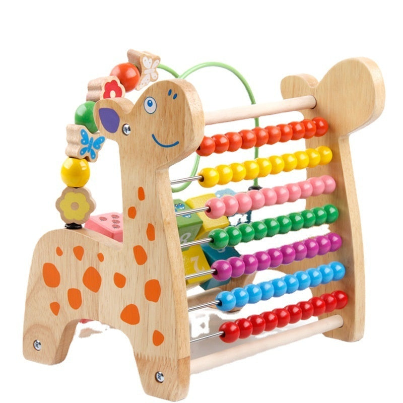 Montessori Wooden Deer Activity Toy – Percussion Piano & Bead Stringing Set for Babies (0–3 Years)