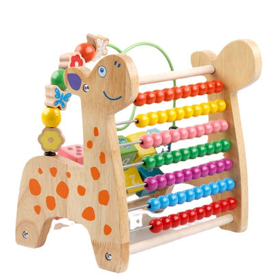 Montessori Wooden Deer Activity Toy – Percussion Piano & Bead Stringing Set for Babies (0–3 Years)