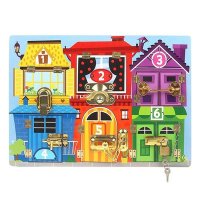 Montessori Wooden Lock Box Practical Life Skills Busy Board Toy
