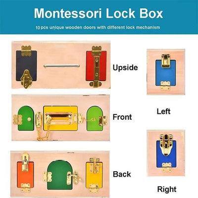 Montessori Wooden Lock Box Practical Life Skills Busy Board Toy