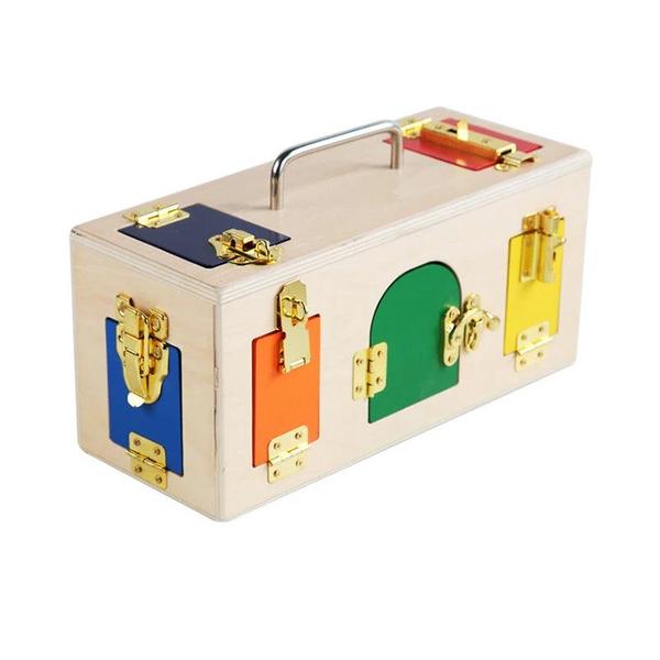Montessori Wooden Lock Box Practical Life Skills Busy Board Toy