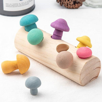 Montessori Wooden Mushroom Picking Toy Fine Motor Skill Game for Kids (Ages 4–6)