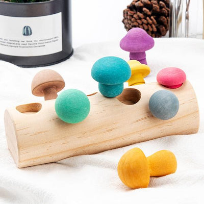 Montessori Wooden Mushroom Picking Toy Fine Motor Skill Game for Kids (Ages 4–6)