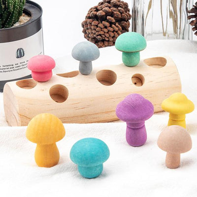 Montessori Wooden Mushroom Picking Toy Fine Motor Skill Game for Kids (Ages 4–6)