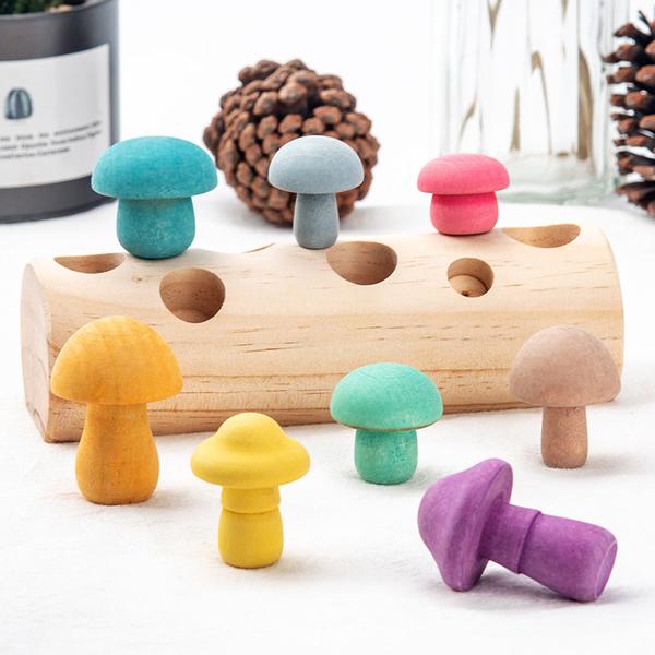 Montessori Wooden Mushroom Picking Toy Fine Motor Skill Game for Kids (Ages 4–6)
