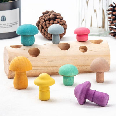 Montessori Wooden Mushroom Picking Toy Fine Motor Skill Game for Kids (Ages 4–6)
