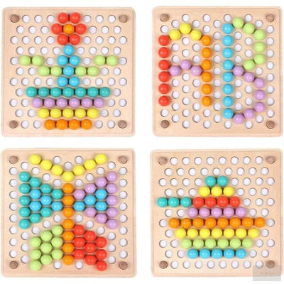 Montessori Wooden Peg Board Beads Game – Fine Motor & Color Sorting Toy for Toddlers