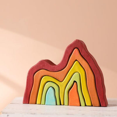 Montessori Wooden Rainbow Stacking Mountain EcoFriendly Building Block Set