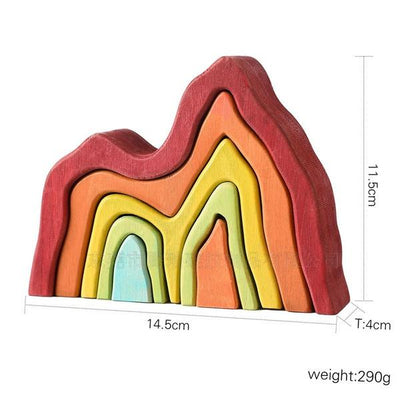 Montessori Wooden Rainbow Stacking Mountain EcoFriendly Building Block Set