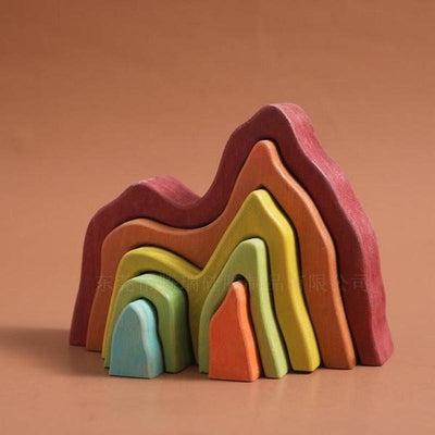 Montessori Wooden Rainbow Stacking Mountain EcoFriendly Building Block Set