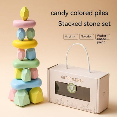 Montessori Wooden Stacking Stones Candy Color Balancing Block Set for Toddlers (16PC / 34PC)