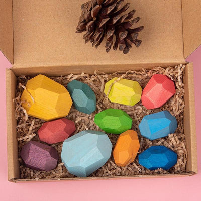 Montessori Wooden Stacking Stones Color Sorting & Balancing Toys for Toddlers and Kids (Multiple Sets Available)