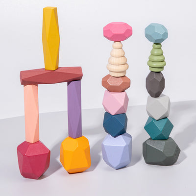 Montessori Wooden Stacking Stones Color Sorting & Balancing Toys for Toddlers and Kids (Multiple Sets Available)