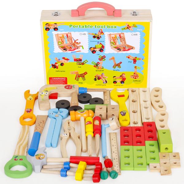 Montessori Wooden Tool Kit for Toddlers DIY Simulation Repair Play Set