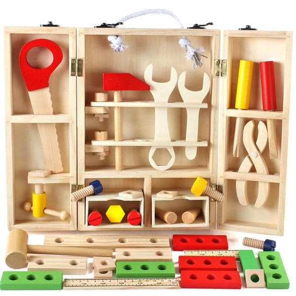 Montessori Wooden Tool Kit for Toddlers DIY Simulation Repair Play Set