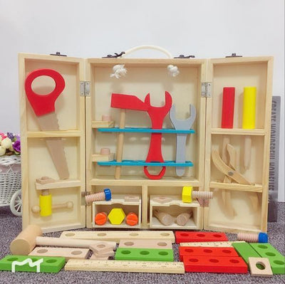 Montessori Wooden Tool Kit for Toddlers DIY Simulation Repair Play Set