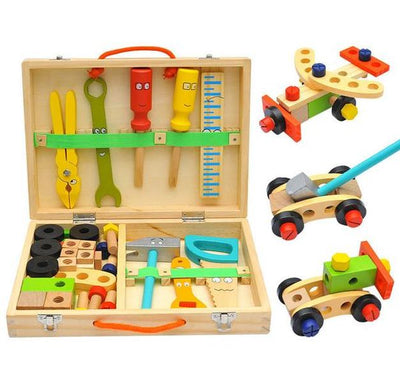 Montessori Wooden Tool Kit for Toddlers DIY Simulation Repair Play Set