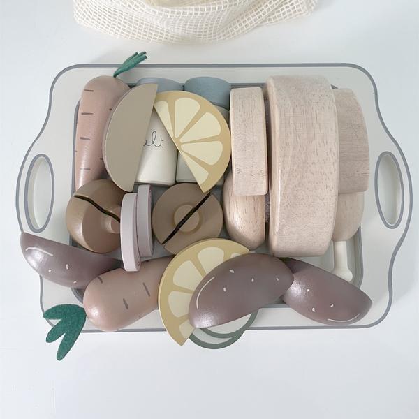 Montessori Wooden Toy Set Educational Play Kit Only Vegetables and Tray