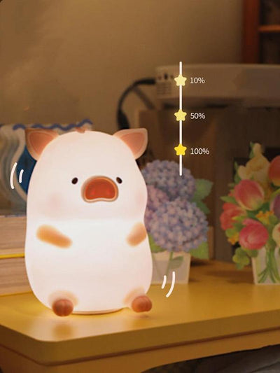 Pig Pat Light – Soft Silicone Touch Lamp | USB Rechargeable