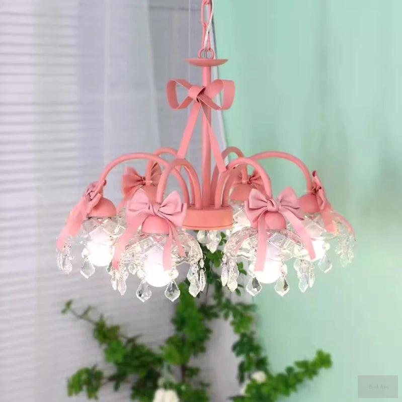 Pink Princess Bow Chandelier