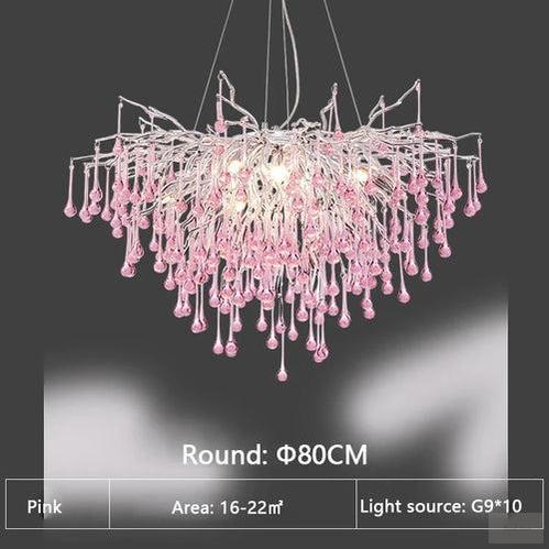 Pink Tear Drop Crystal Chandelier