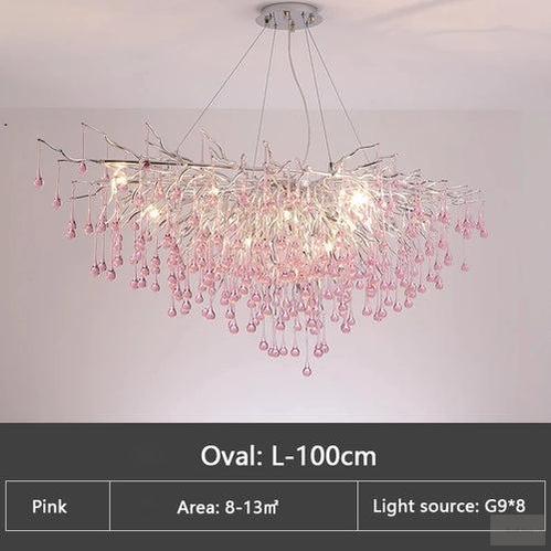 Pink Tear Drop Crystal Chandelier