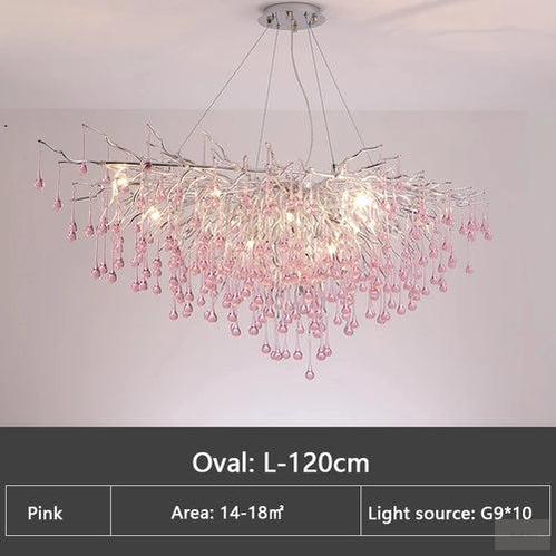 Pink Tear Drop Crystal Chandelier