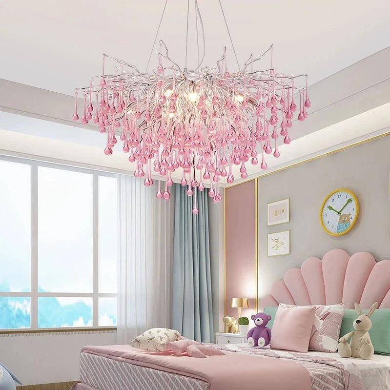 Pink Tear Drop Crystal Chandelier