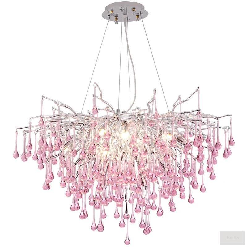 Pink Tear Drop Crystal Chandelier