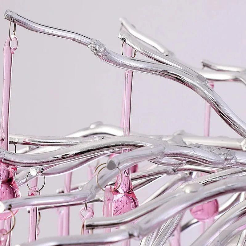 Pink Tear Drop Crystal Chandelier