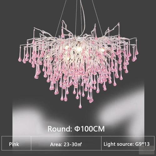 Pink Tear Drop Crystal Chandelier