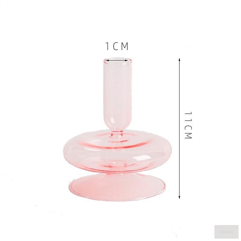 Pink and Purple Glass Candle Holders