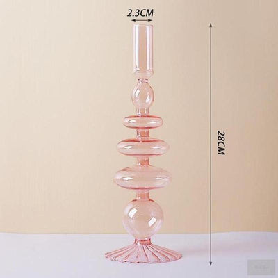 Pink and Purple Glass Candle Holders