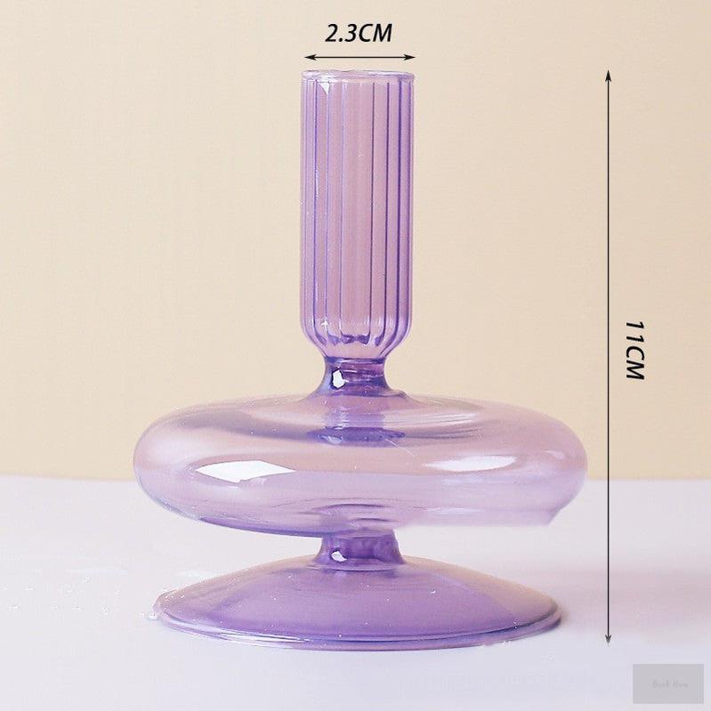 Pink and Purple Glass Candle Holders