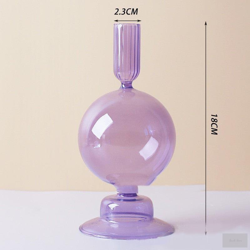 Pink and Purple Glass Candle Holders