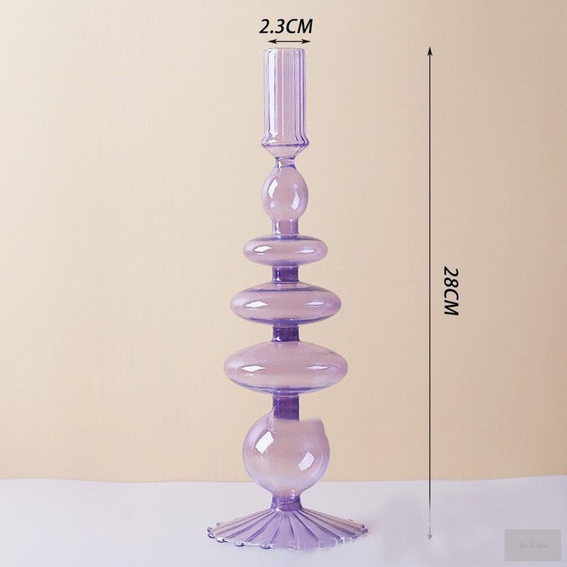 Pink and Purple Glass Candle Holders