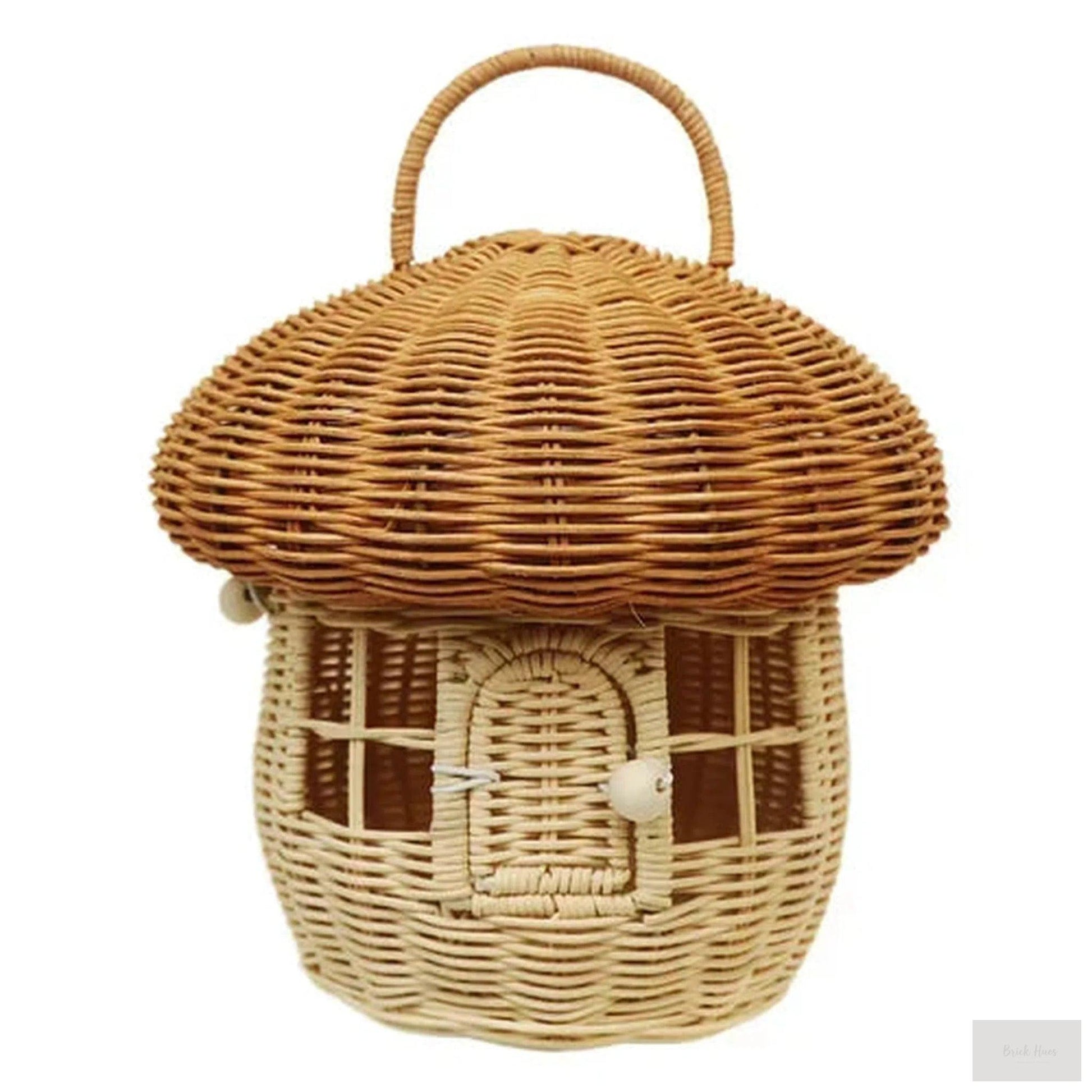 Rattan Storage Mushroom Basket Portable